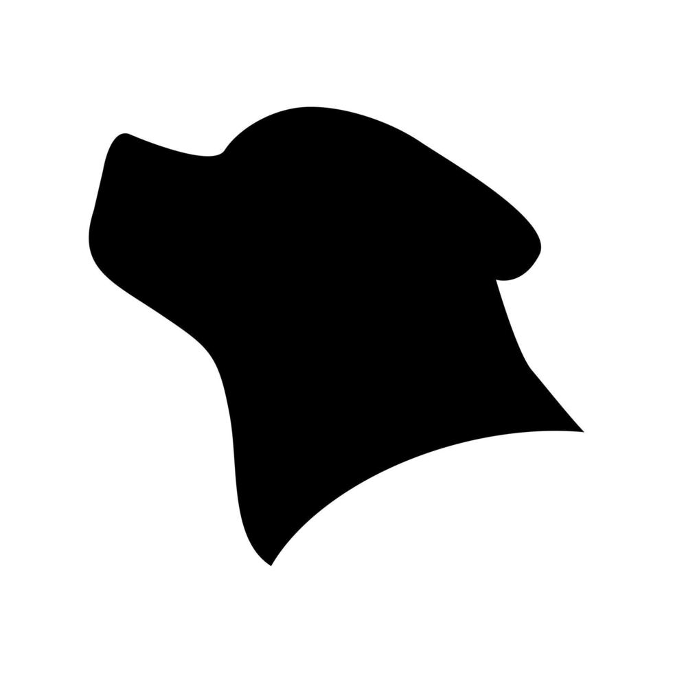 Ilustración de vector de diseño plano de silueta de símbolo de cabeza de rottweiller. logotipo de perro