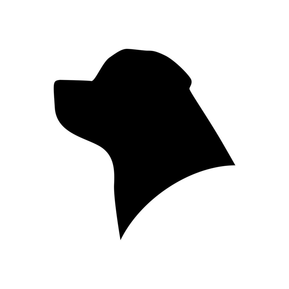 Ilustración de vector de diseño plano de silueta de símbolo de cabeza de rottweiller. logotipo de perro