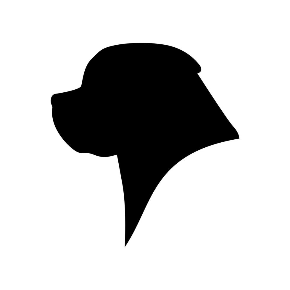 Ilustración de vector de diseño plano de silueta de símbolo de cabeza de rottweiller. logotipo de perro