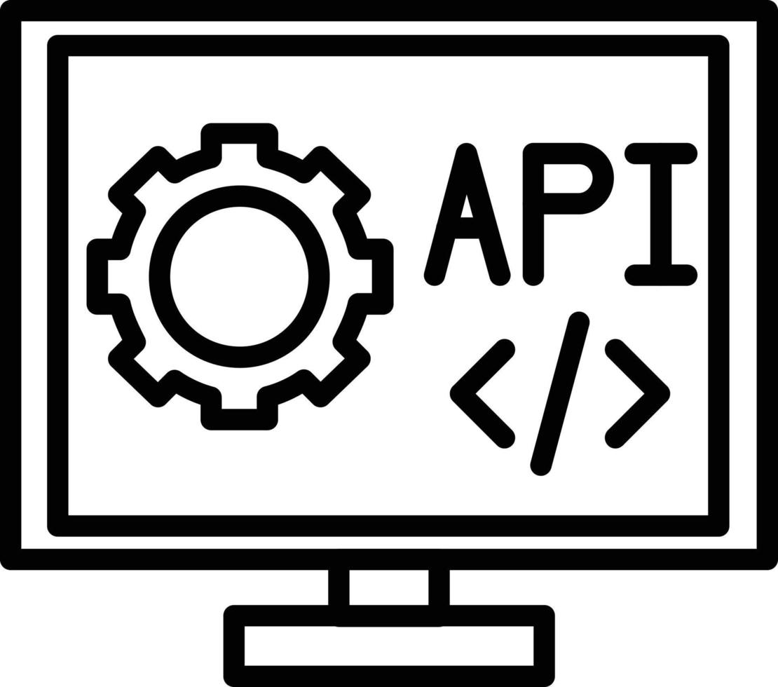 icono de línea de API vector