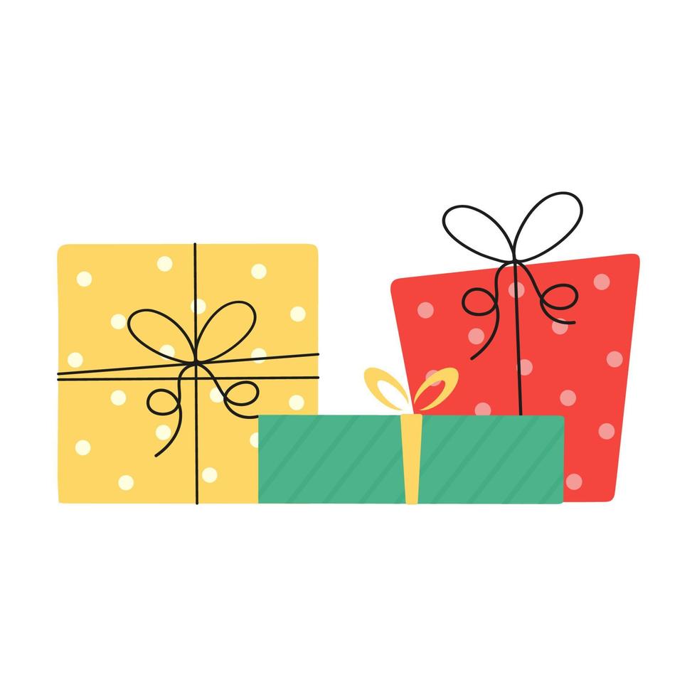 linda ilustración vectorial de cajas de regalo. celebración de eventos sorpresa, diseño para saludo. para año nuevo y navidad, fiesta de cumpleaños vector