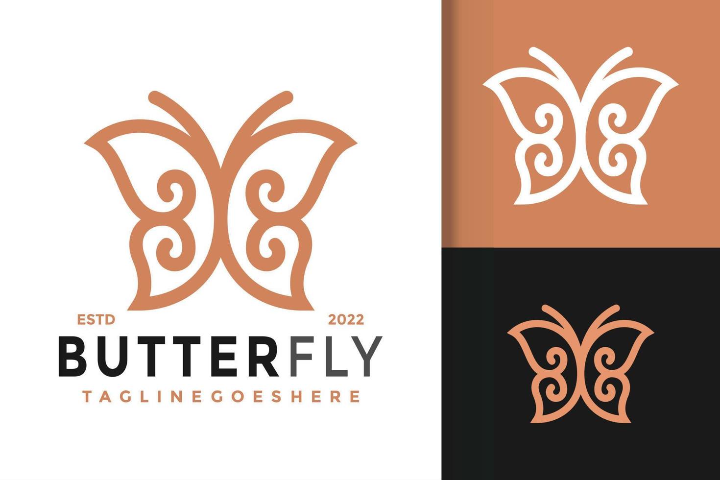 diseño de logotipo de adorno de mariposa, vector de logotipos de identidad de marca, logotipo moderno, plantilla de ilustración vectorial de diseños de logotipos