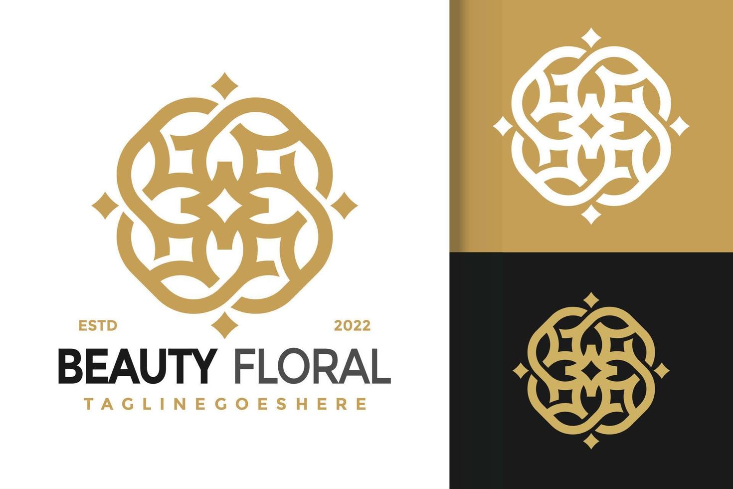 diseño de logotipo cosmeico floral de belleza de lujo, vector de logotipos de identidad de marca, logotipo moderno, plantilla de ilustración vectorial de diseños de logotipos
