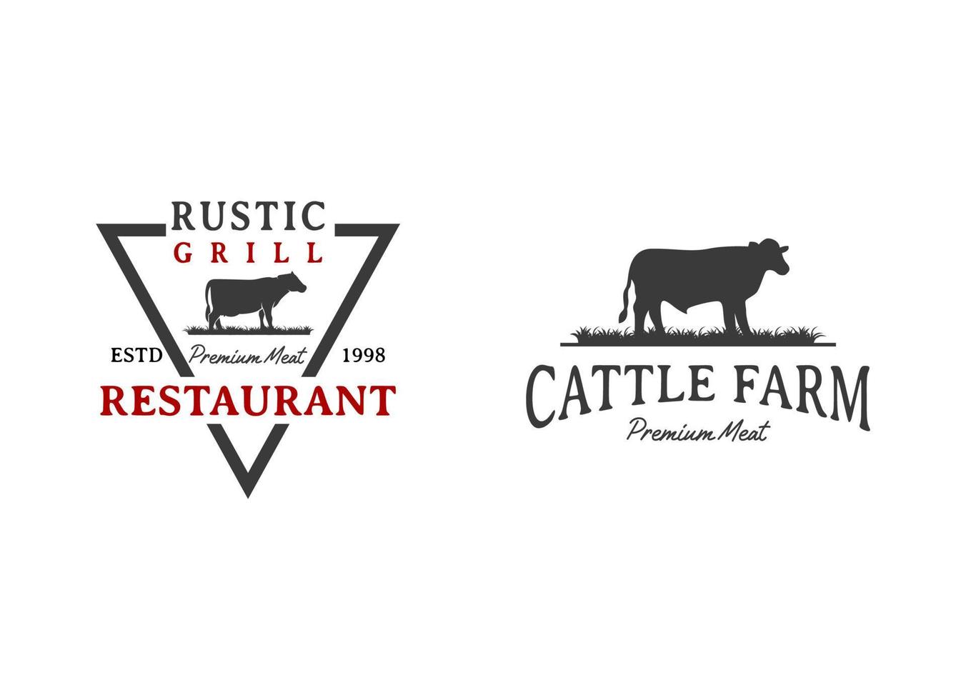 retro vintage ganado angus carne emblema etiqueta ganado logotipo diseño vector