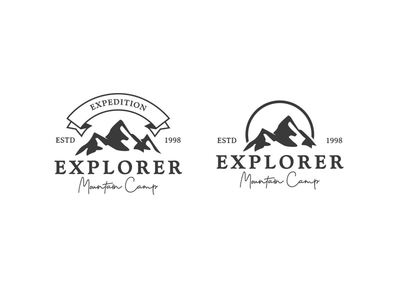 plantilla de diseño de logotipo de campamento de montaña y aventura. vector