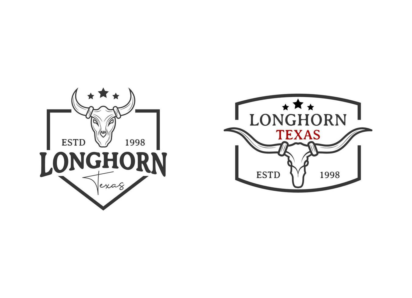 Texas Longhorn, Country Western Bull Cattle Vintage Label Logo Design vector