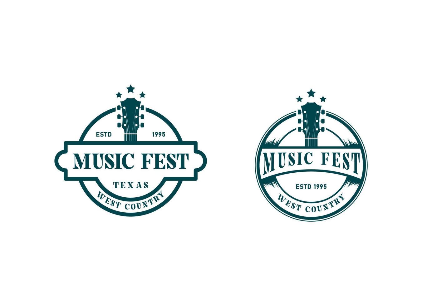 Country Guitar Music Western Vintage Retro Saloon Bar Cowboy logo design vector