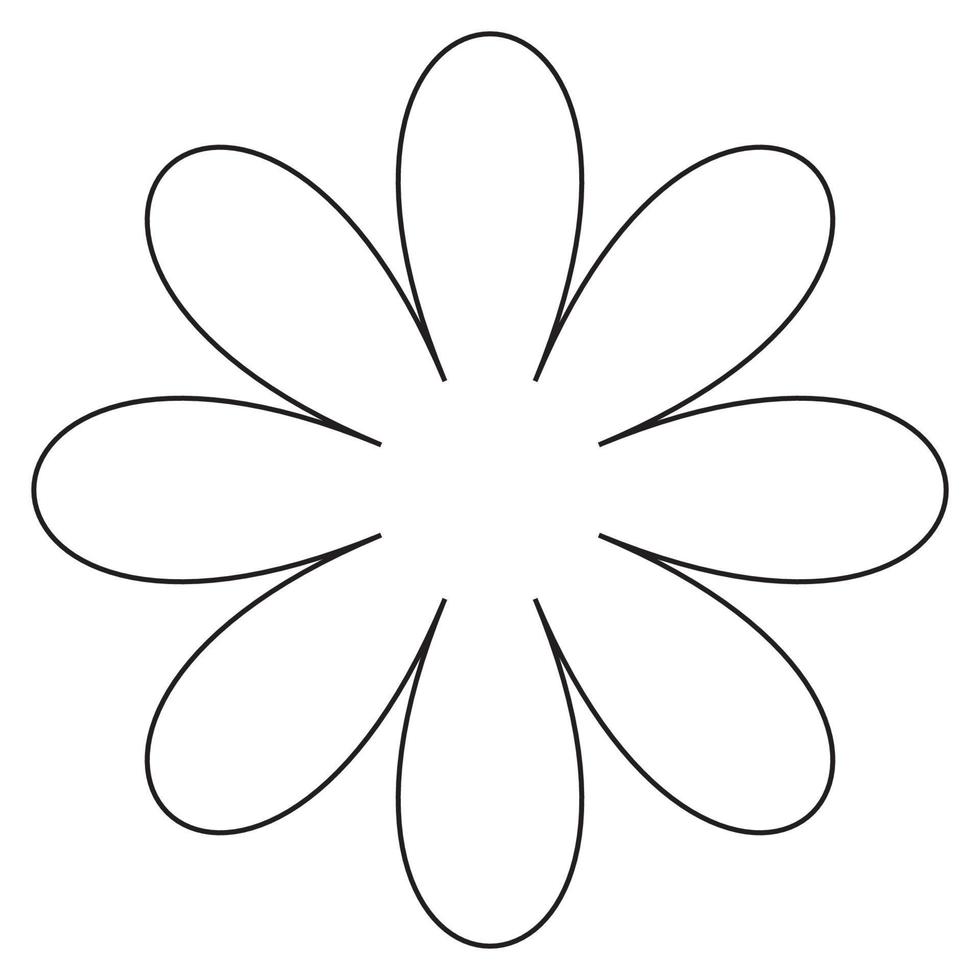 flower illustration with eight petals outline black on white background vector