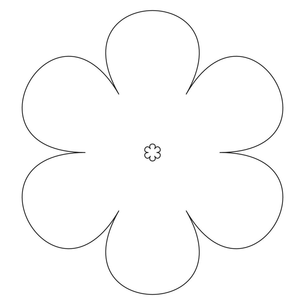 illustration of a flower with six petals in black on a white background vector