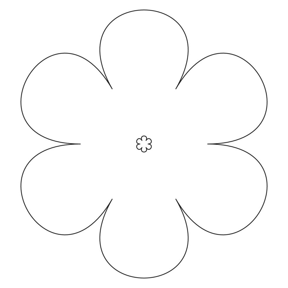 illustration of a flower with six petals in black on a white background vector