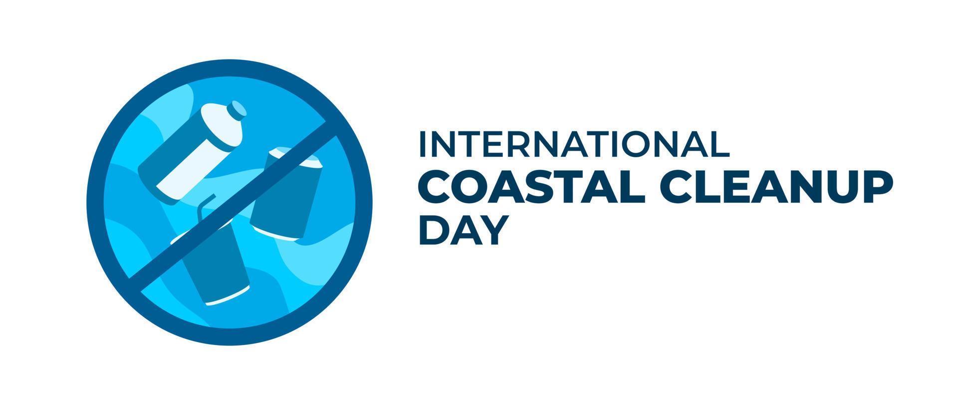 International Coastal Cleanup Day Poster Background Celebration Template Remove Trash from Beach in September vector