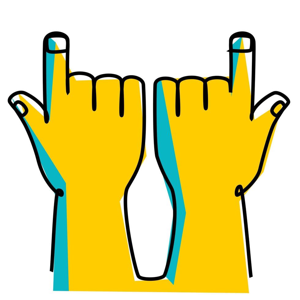 simple two colors continuous line drawing of hands pointing gesture. Hand drawn design style for symbol or  people concept vector