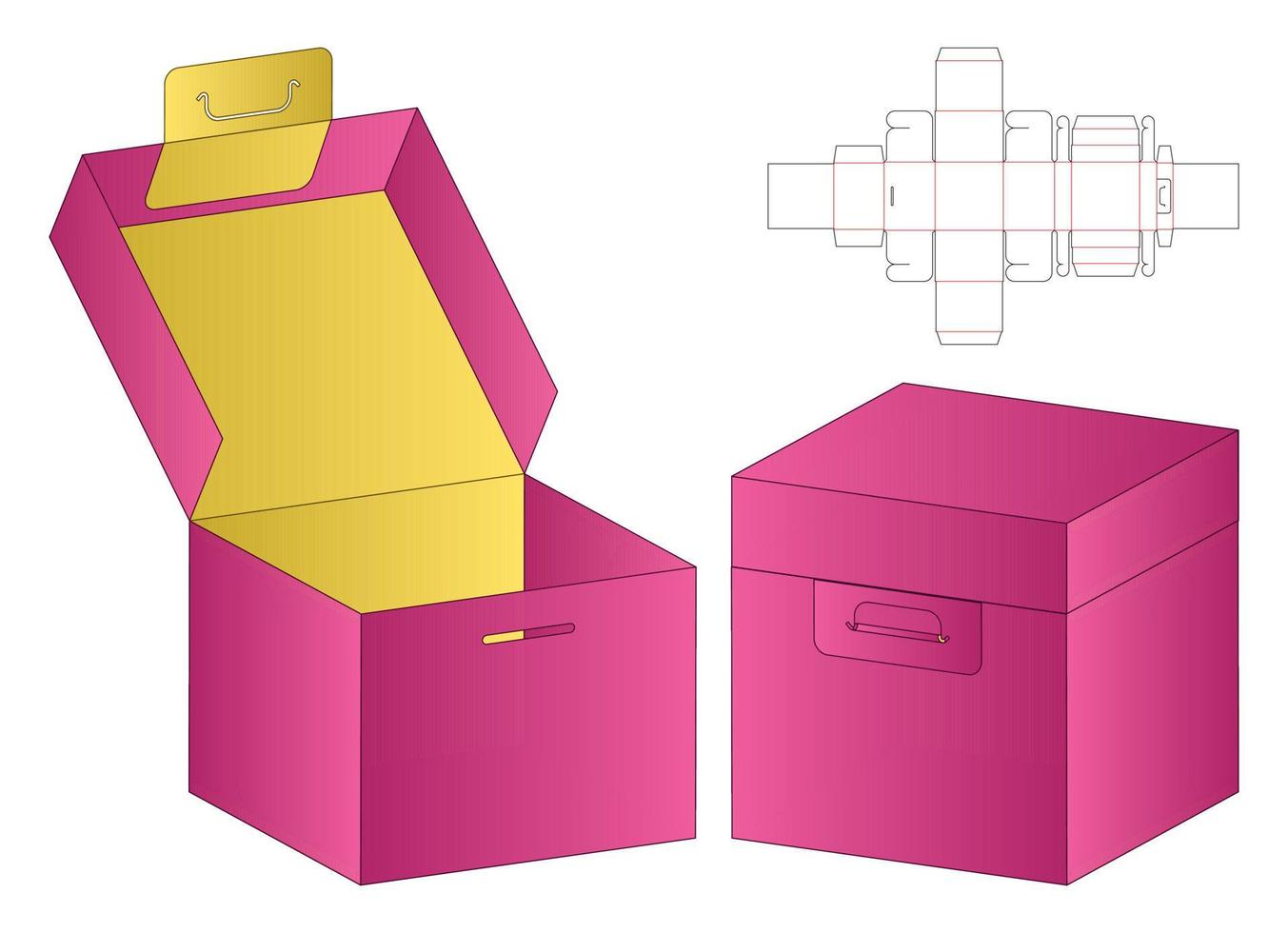 diseño de plantilla troquelada de embalaje de caja. Maqueta 3d vector