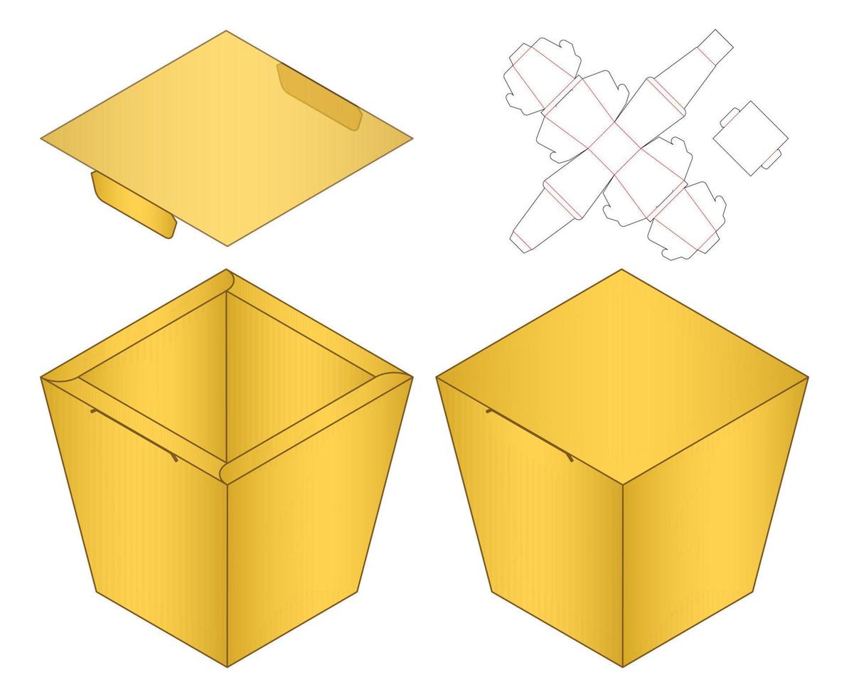 diseño de plantilla troquelada de embalaje de caja. Maqueta 3d vector