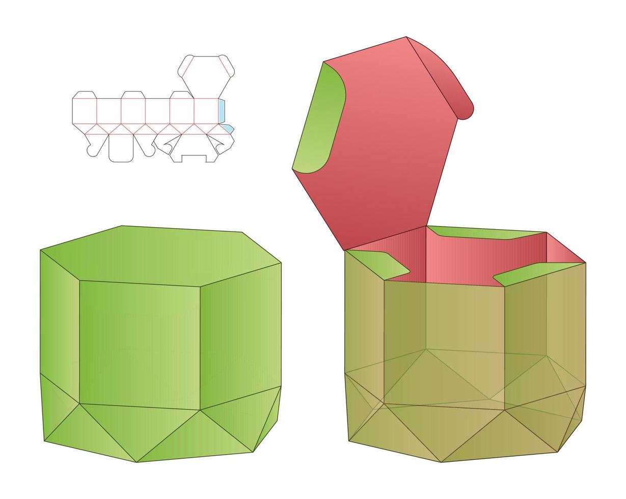 diseño de plantilla troquelada de embalaje de caja. Maqueta 3d vector