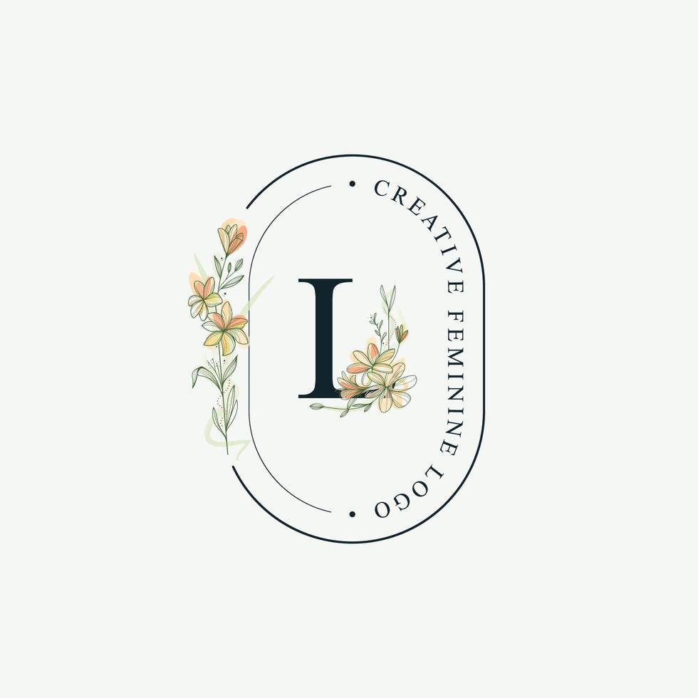 Initials letter L Wedding floral logos template, elegant hand drawn modern minimal templates vector