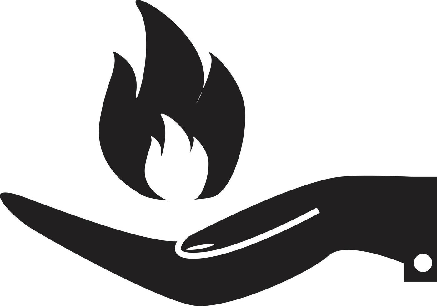 mano sosteniendo un icono de fuego sobre fondo blanco. estilo plano vector