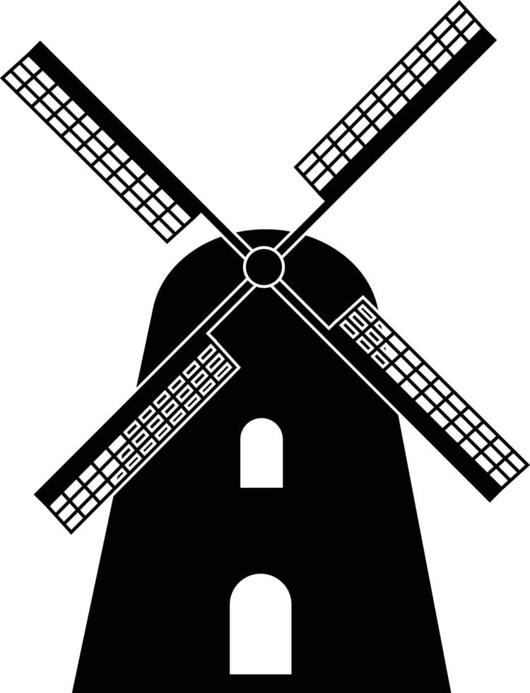 icono de molino de viento sobre fondo blanco. signo negro del molino de viento. estilo plano vector