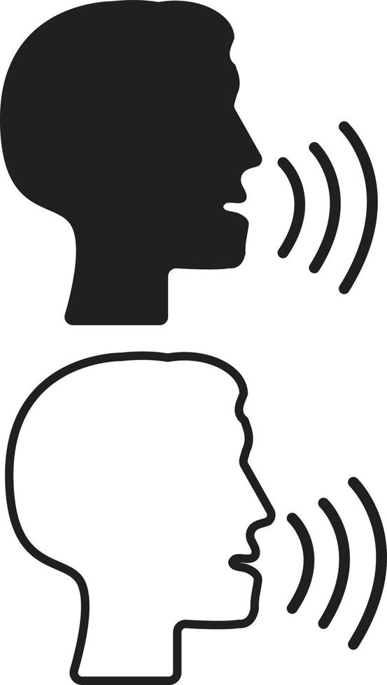 speak icon on white background. talk or talking person sign. voice command symbol. flat style. vector