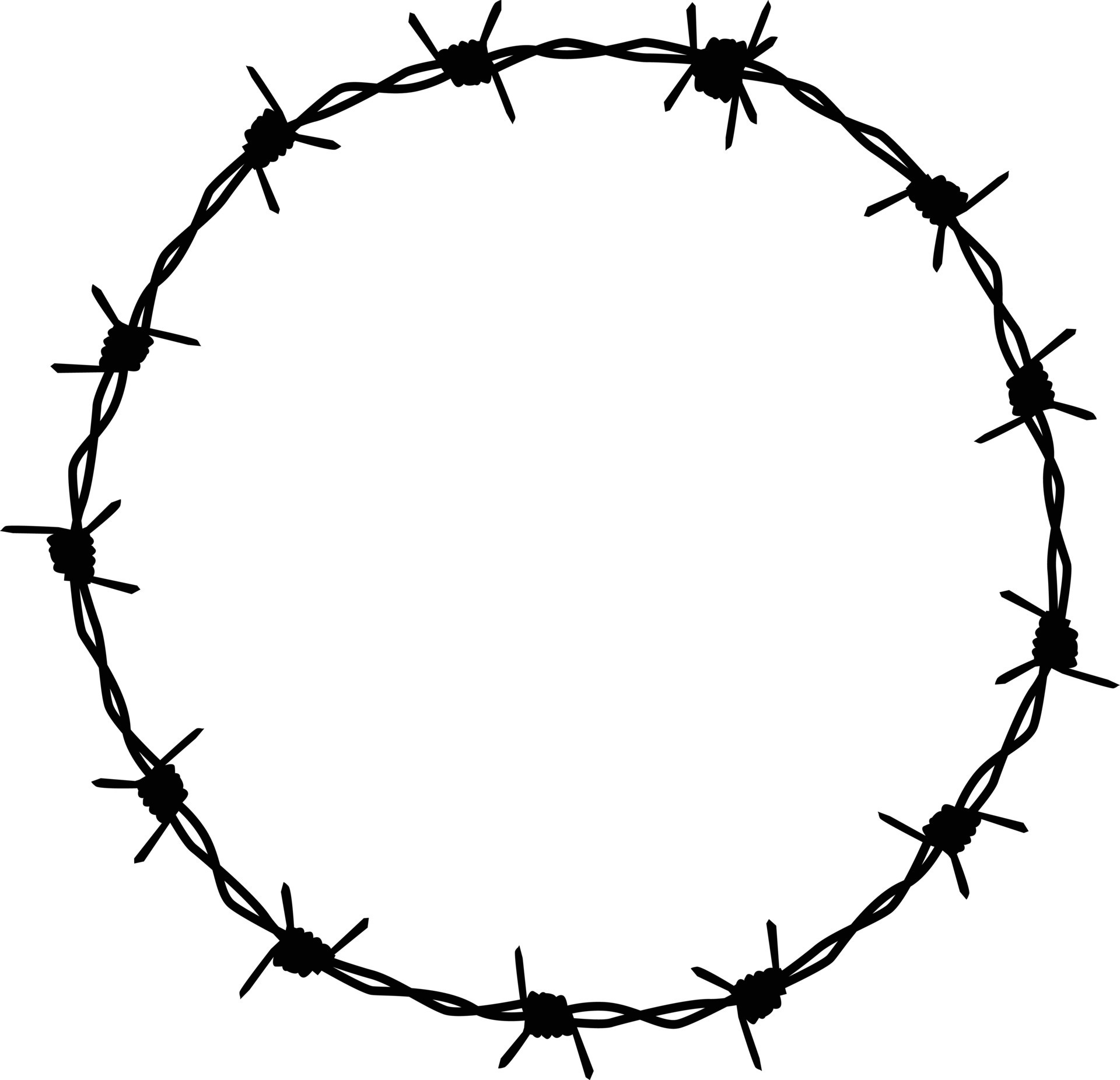 barbed wire icon on white background. frame circle from barbed wire