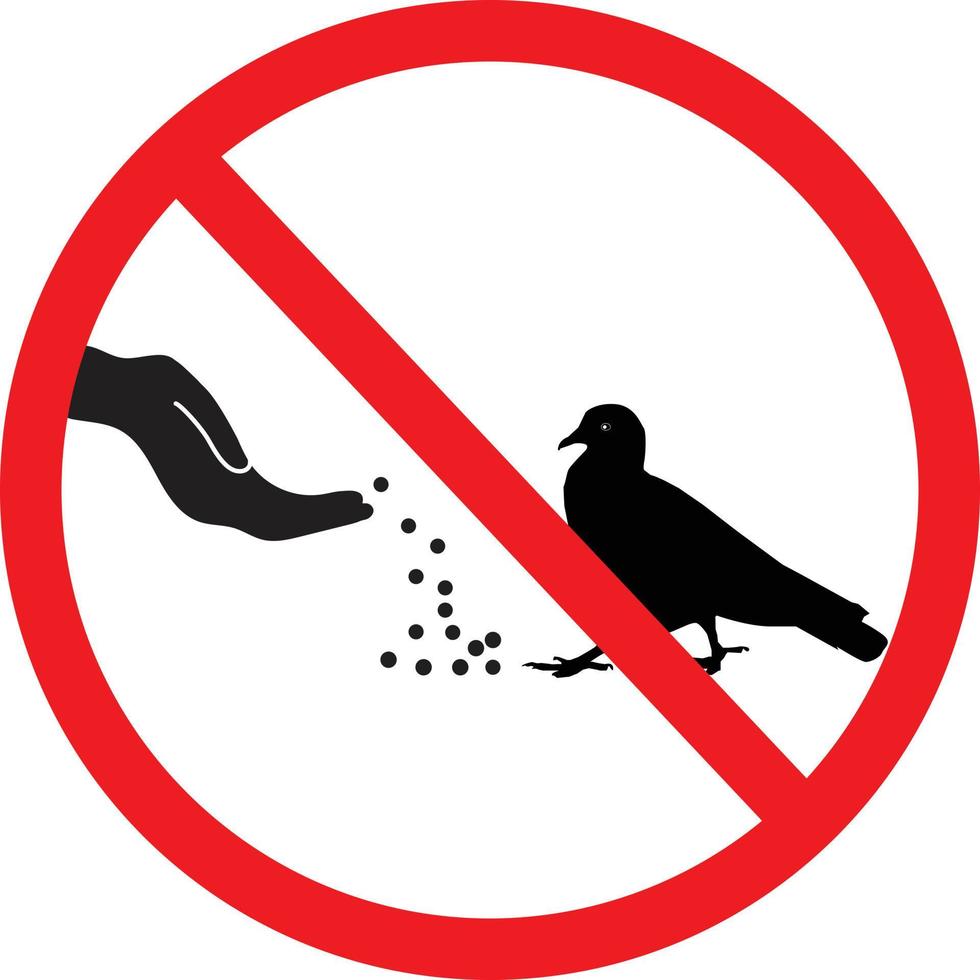 no alimente a las aves con el signo prohibido. detener no alimentar a los animales cuidado. estilo plano vector