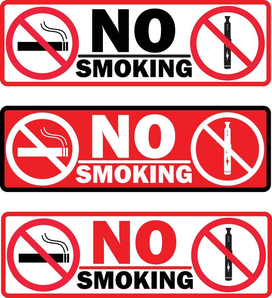 no vaping no smoking sign. No Smoking including electronic cigarettes sign. flat style. vector