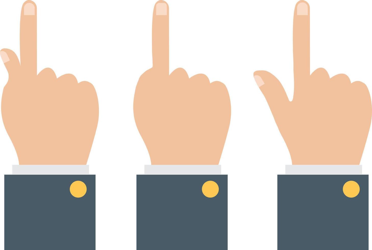 hand with pointing finger on white background. hand sign. flat style. vector