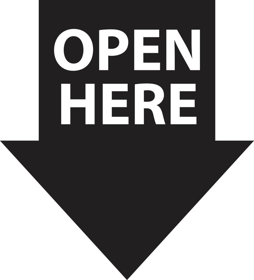 open here icon on white background. open here sticker sign. Instruction manual symbol. flat style. vector