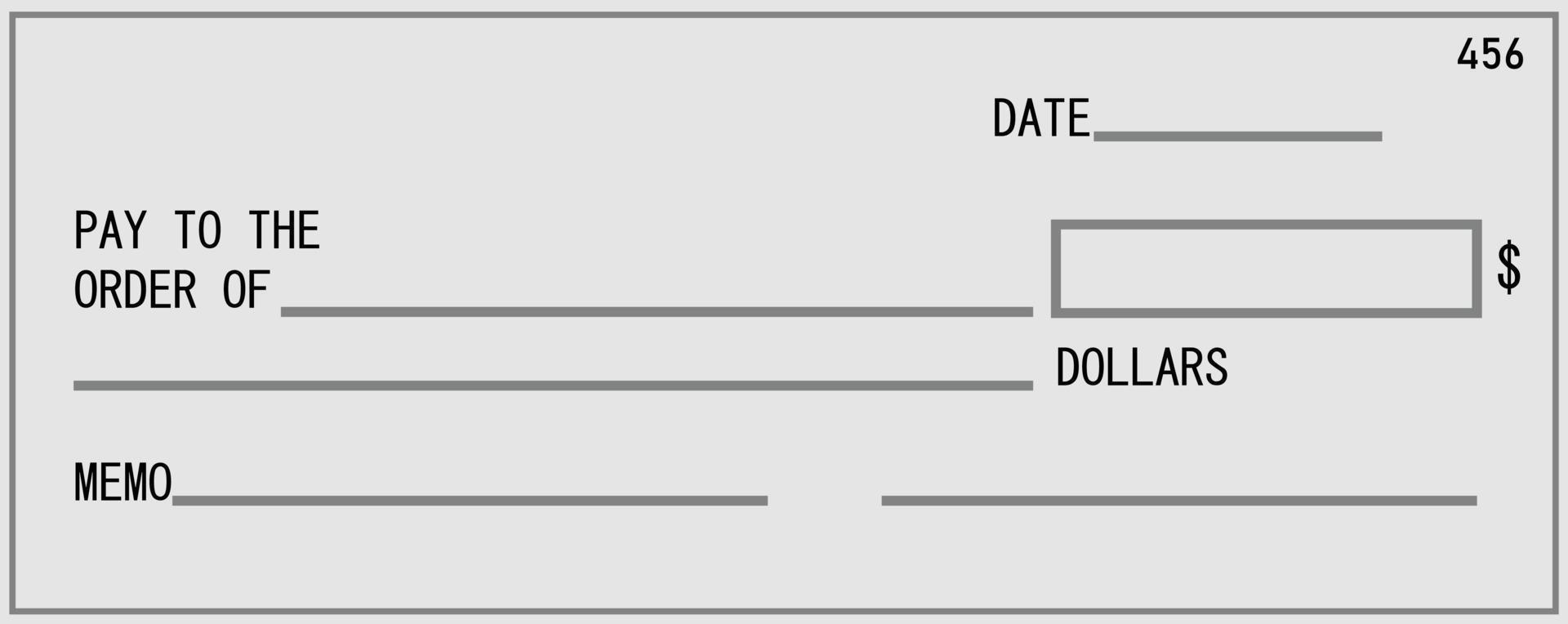 checkbook cheque page with empty fields to fill on white background. blank template of the bank check. flat style. vector