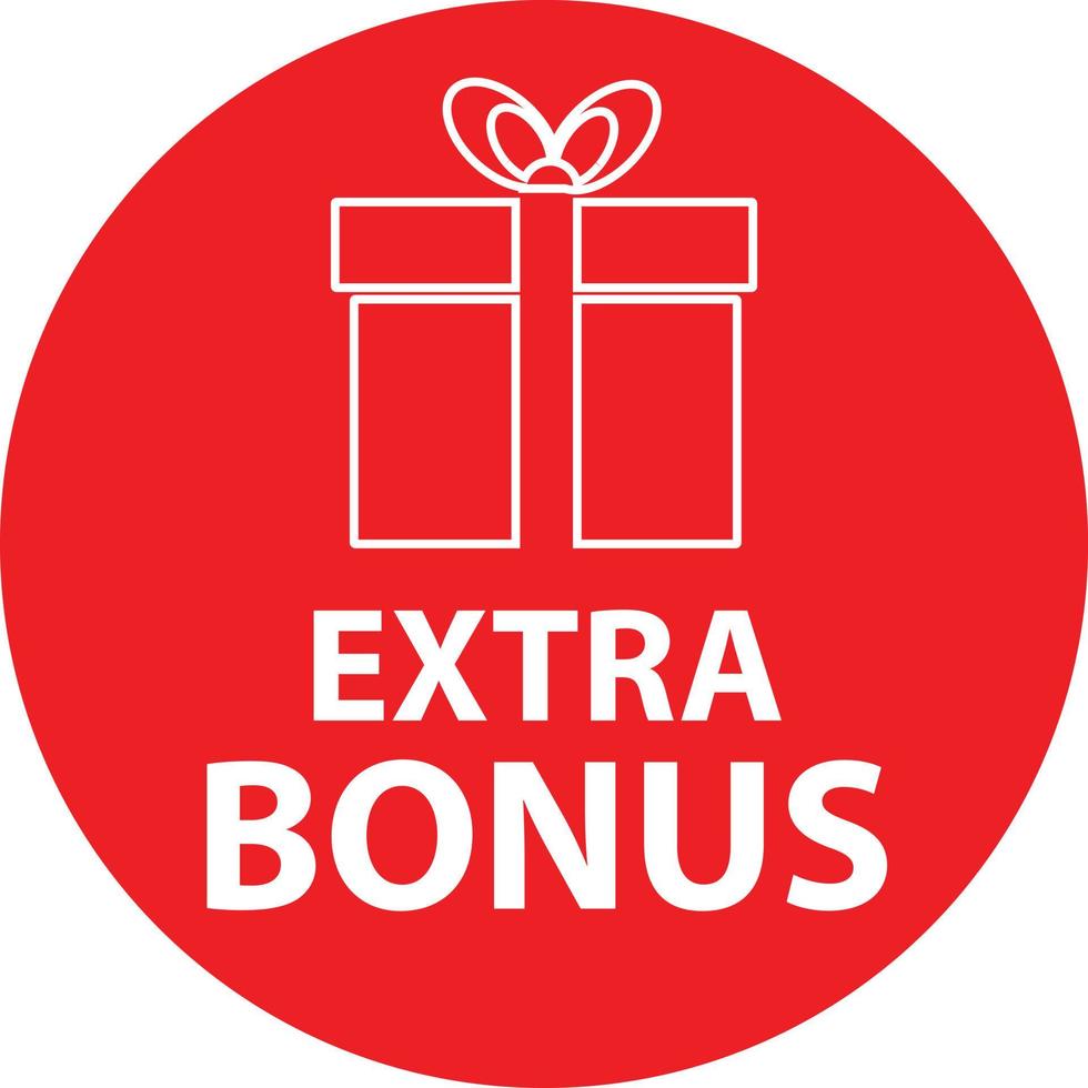 extra bonus label banner on white background. red extra bonus sign. extra bonus label with a gift. flat style. vector