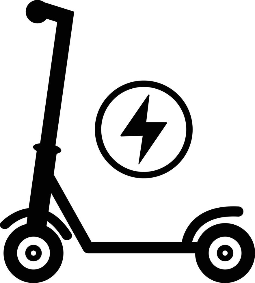 icono de scooter eléctrico sobre fondo blanco. e-scooter con signo de rayo. transporte ecológico para el estilo de vida de la ciudad. estilo plano vector