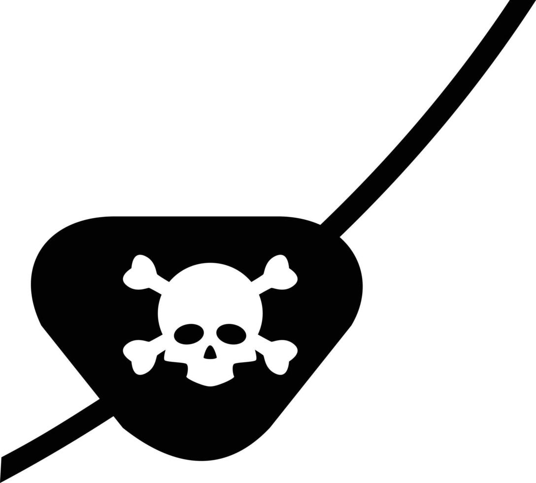parche en el ojo pirata. símbolo de accesorio pirata. signo de jolly roger del cráneo. estilo plano vector
