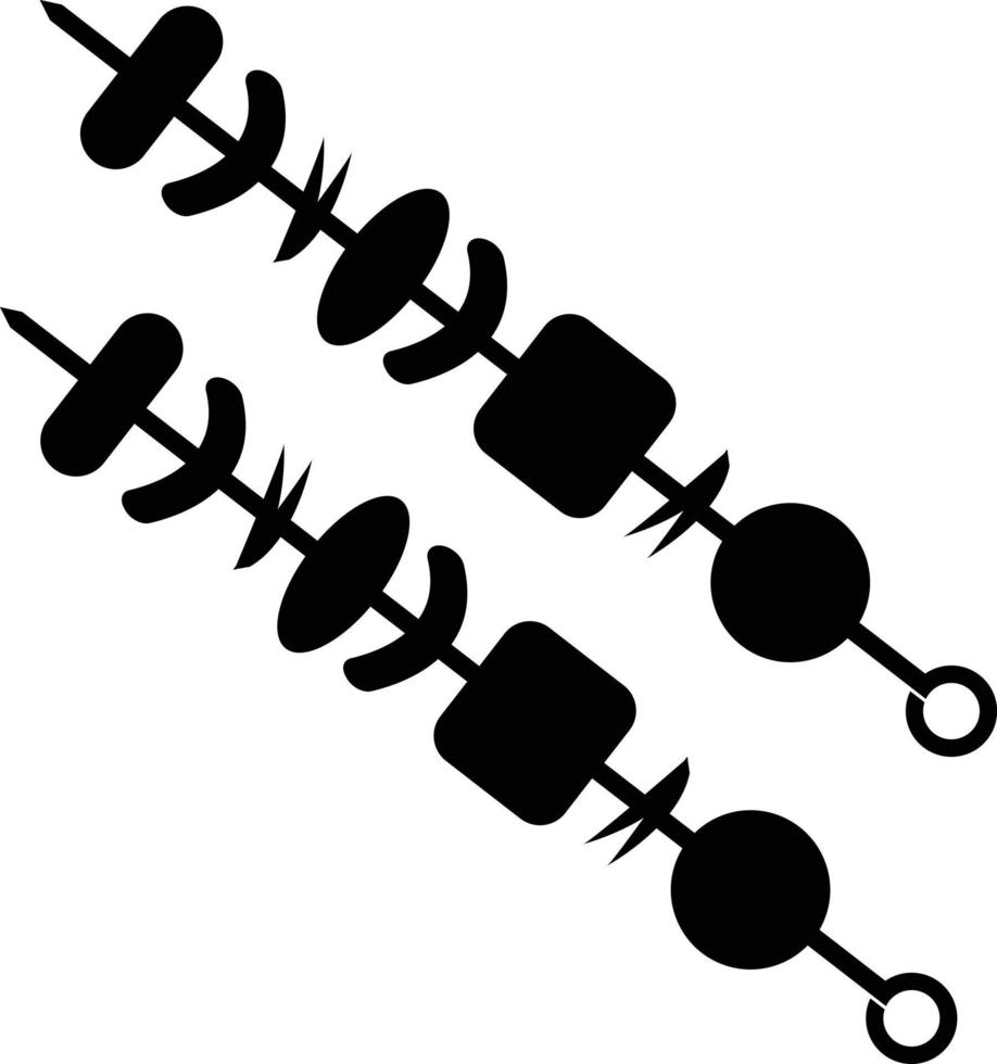 shish kebab en pinchos icono sobre fondo blanco. signo de kebab. símbolo de carne en brochetas. estilo plano vector