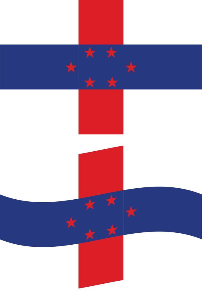 bandera del estado caribeño. bandera de las antillas holandesas. bandera ondeante de la isla de las antillas holandesas. estilo plano vector