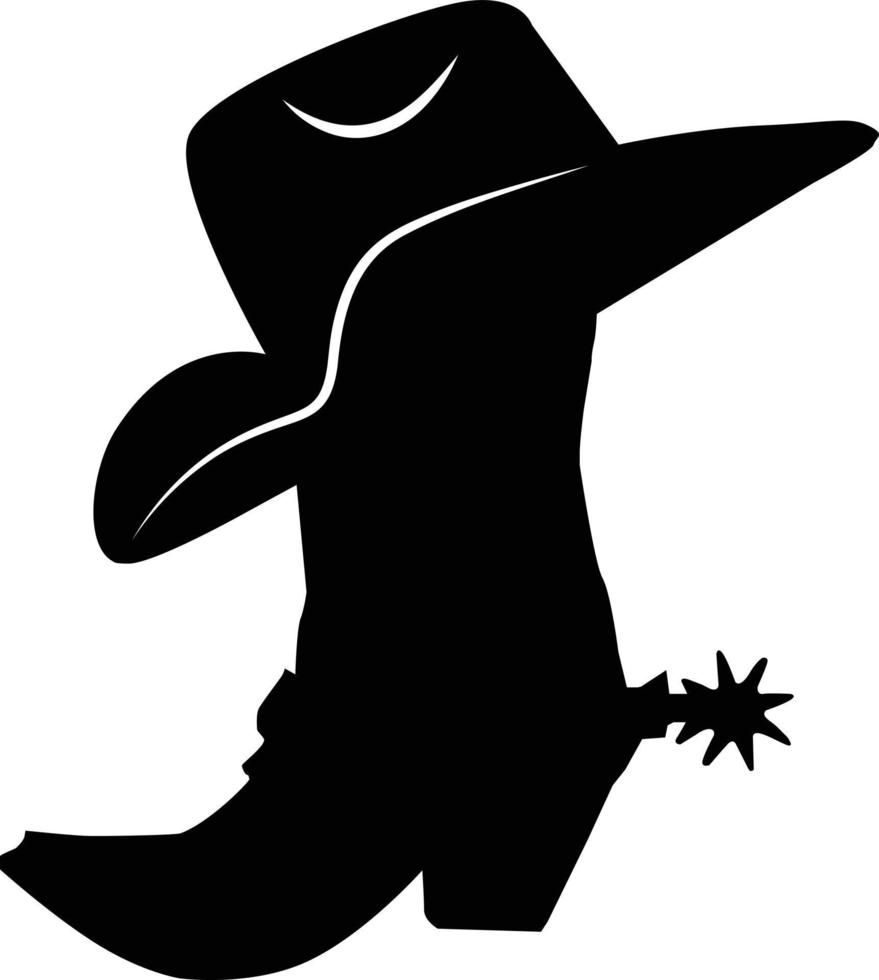 bota vaquera con sombrero sobre fondo blanco. bota de vaquero y signo de sombrero occidental. estilo plano vector