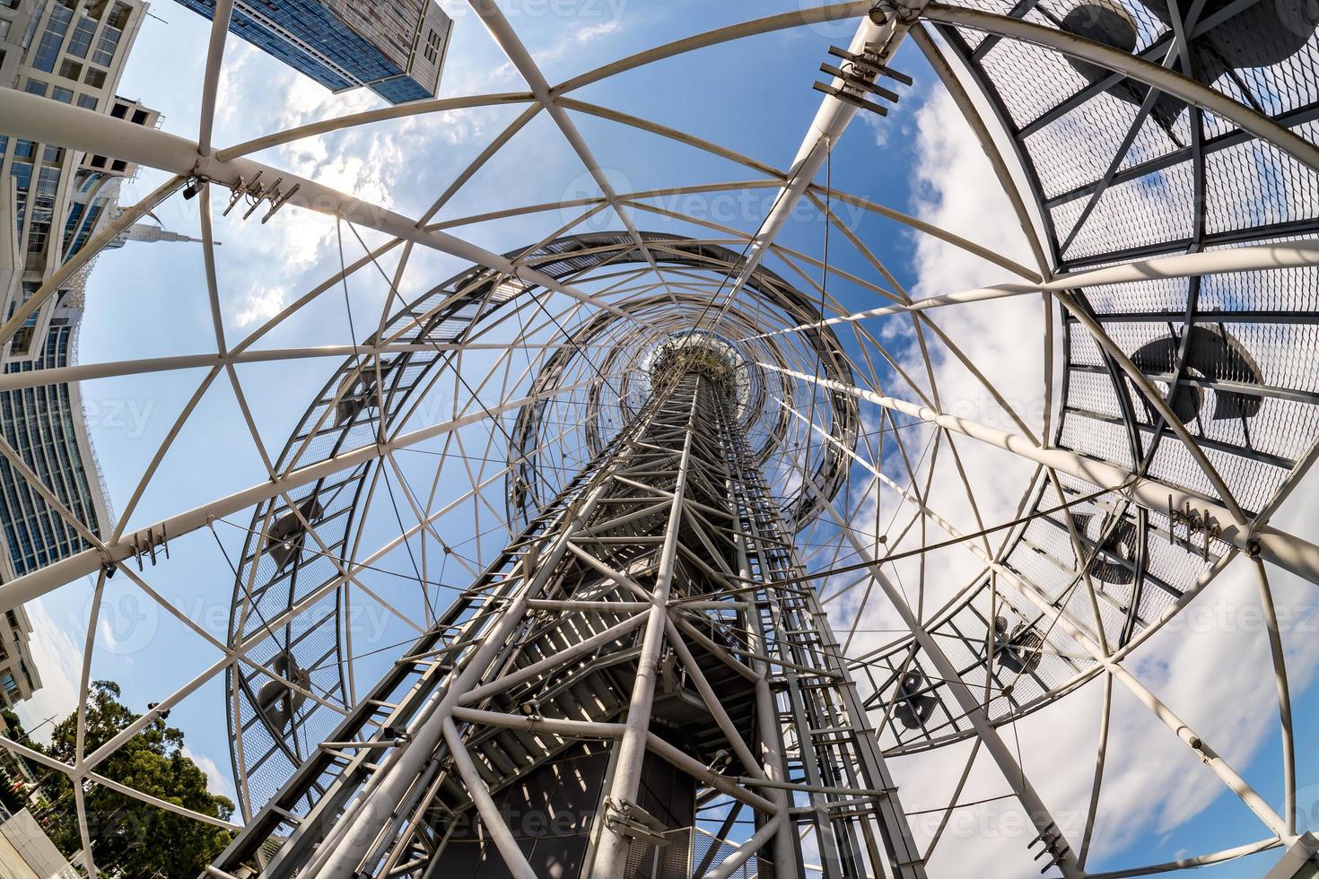 abstract spiral view inside metal frame tower alphabet photo