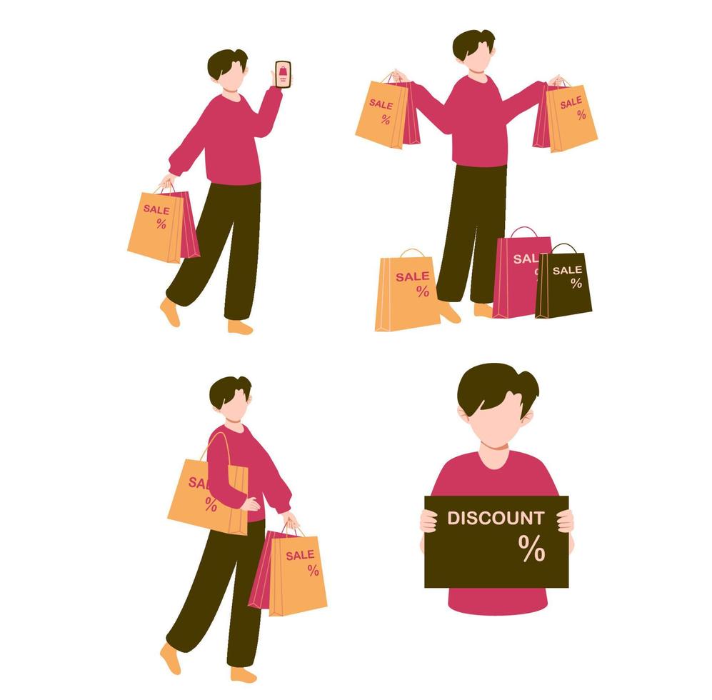 Man shopping with trolley vector