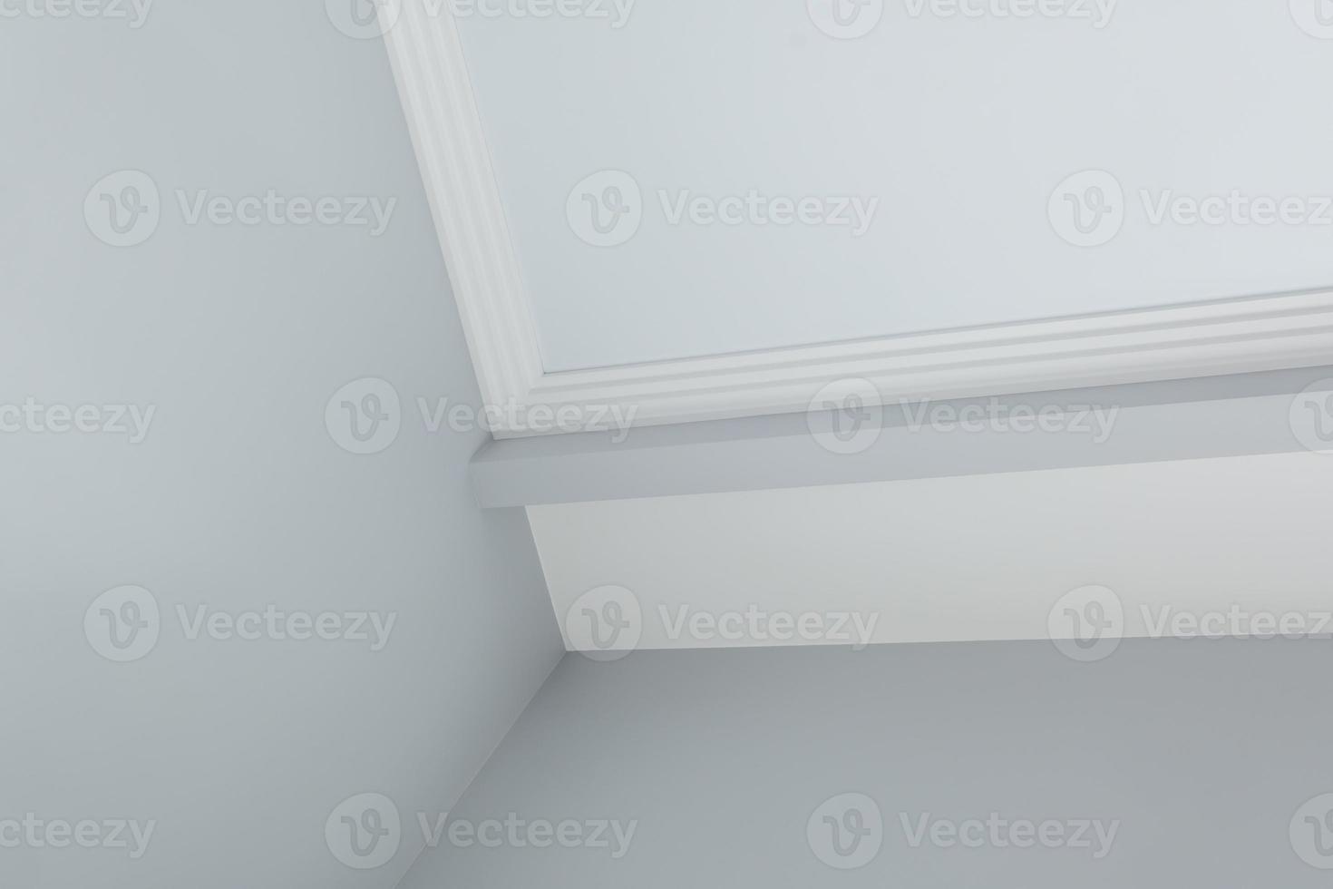 Detail of corner ceiling cornice with intricate crown molding. photo