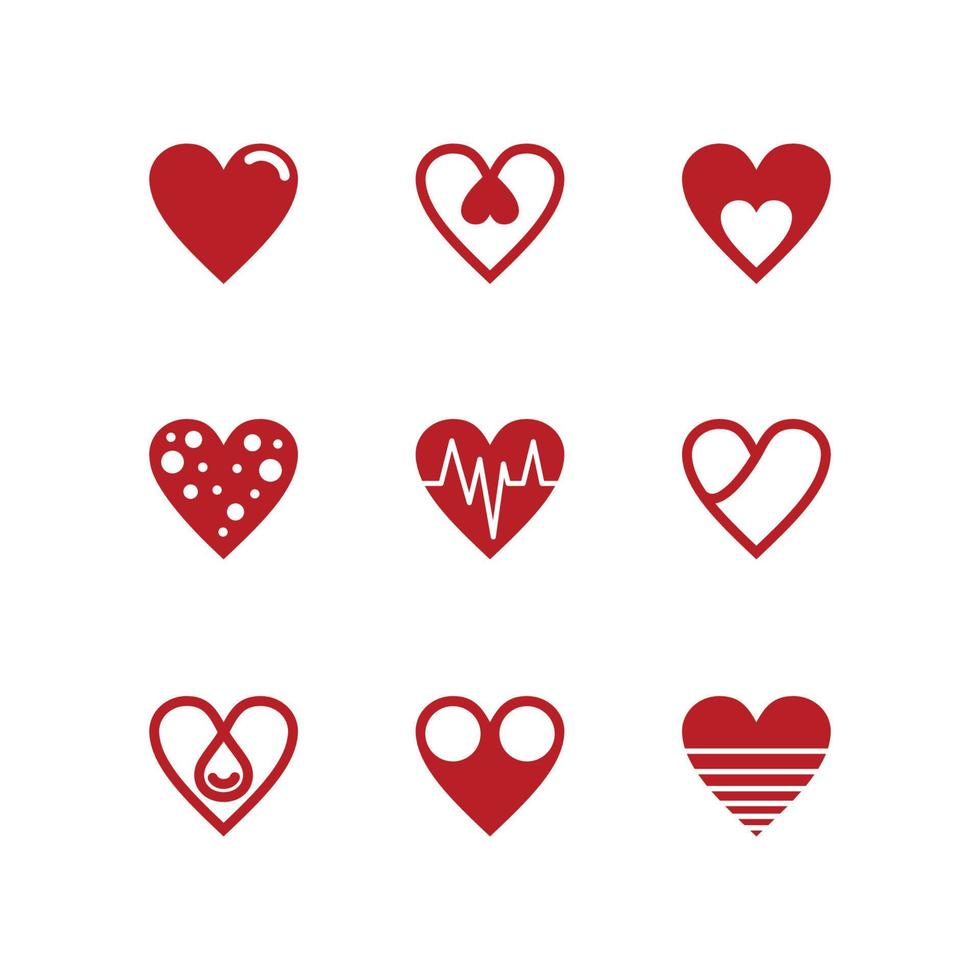 conjunto de iconos de corazón vector