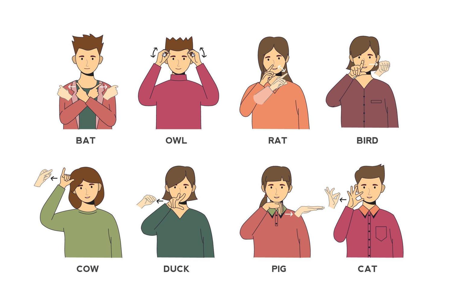 Sign Language Animal Collection vector