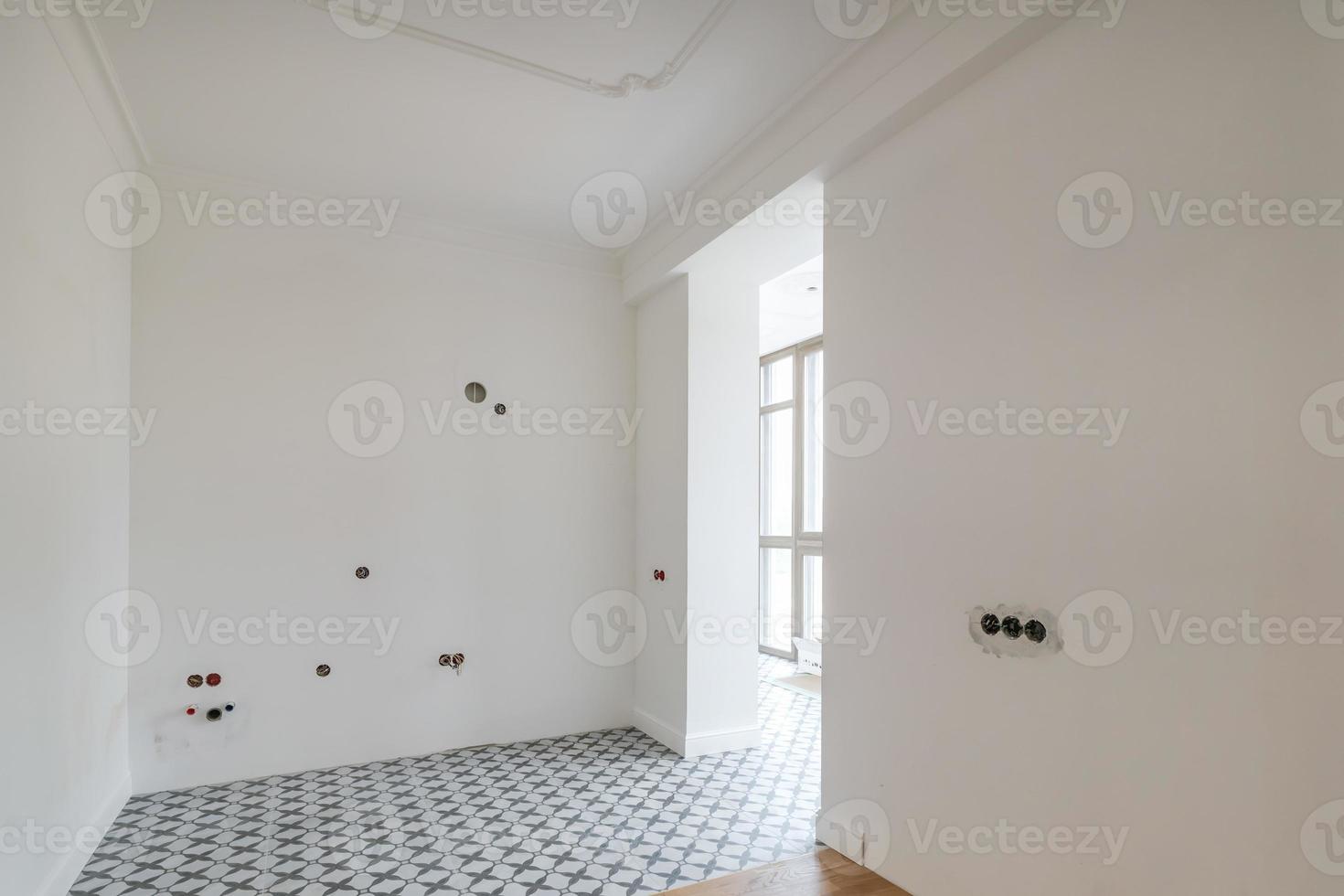 empty white room with repair and without furniture photo