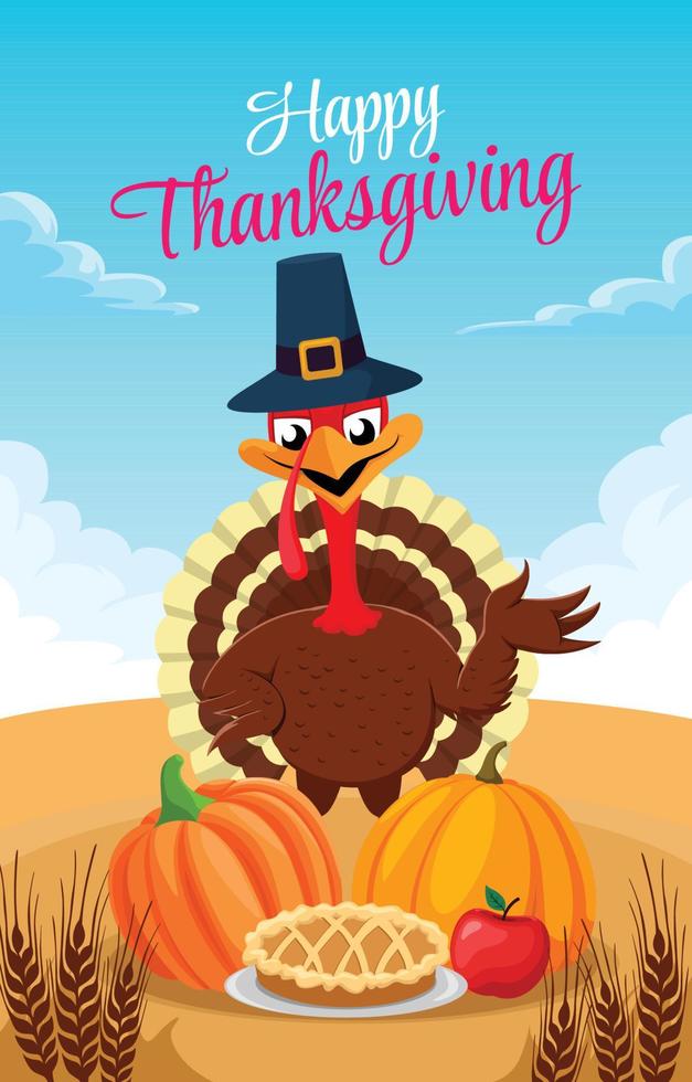 Turkey Celebrate Thanksgiving Day Design Concept vector