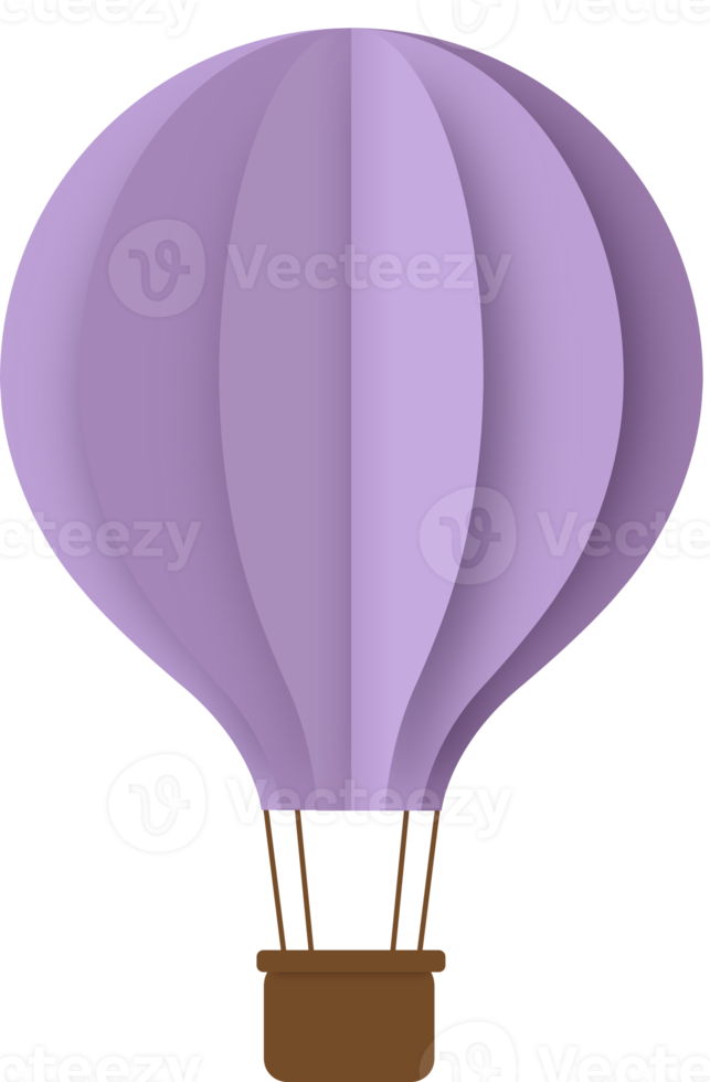 globo de aire caliente de papel morado, corte de papel de globo de aire caliente png