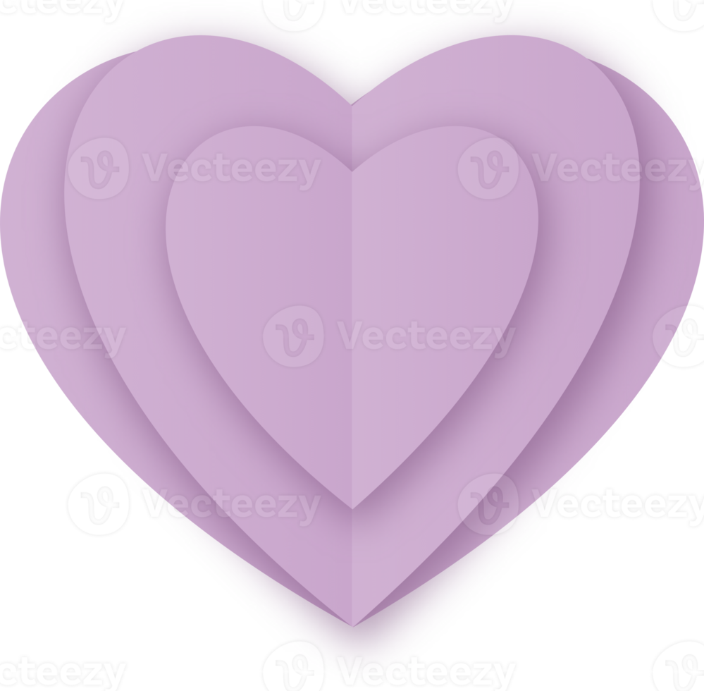 corazón cortado en papel morado png