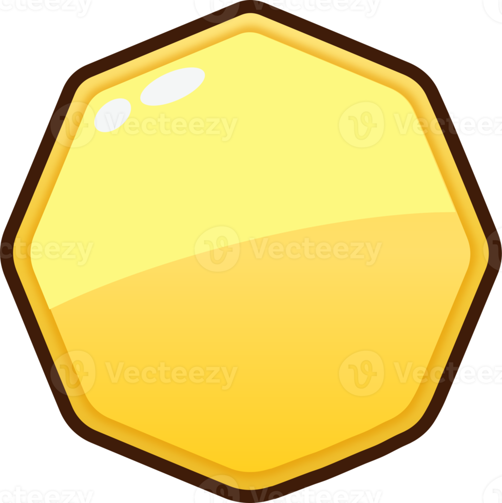 Yellow Cartoon Octagon Button png
