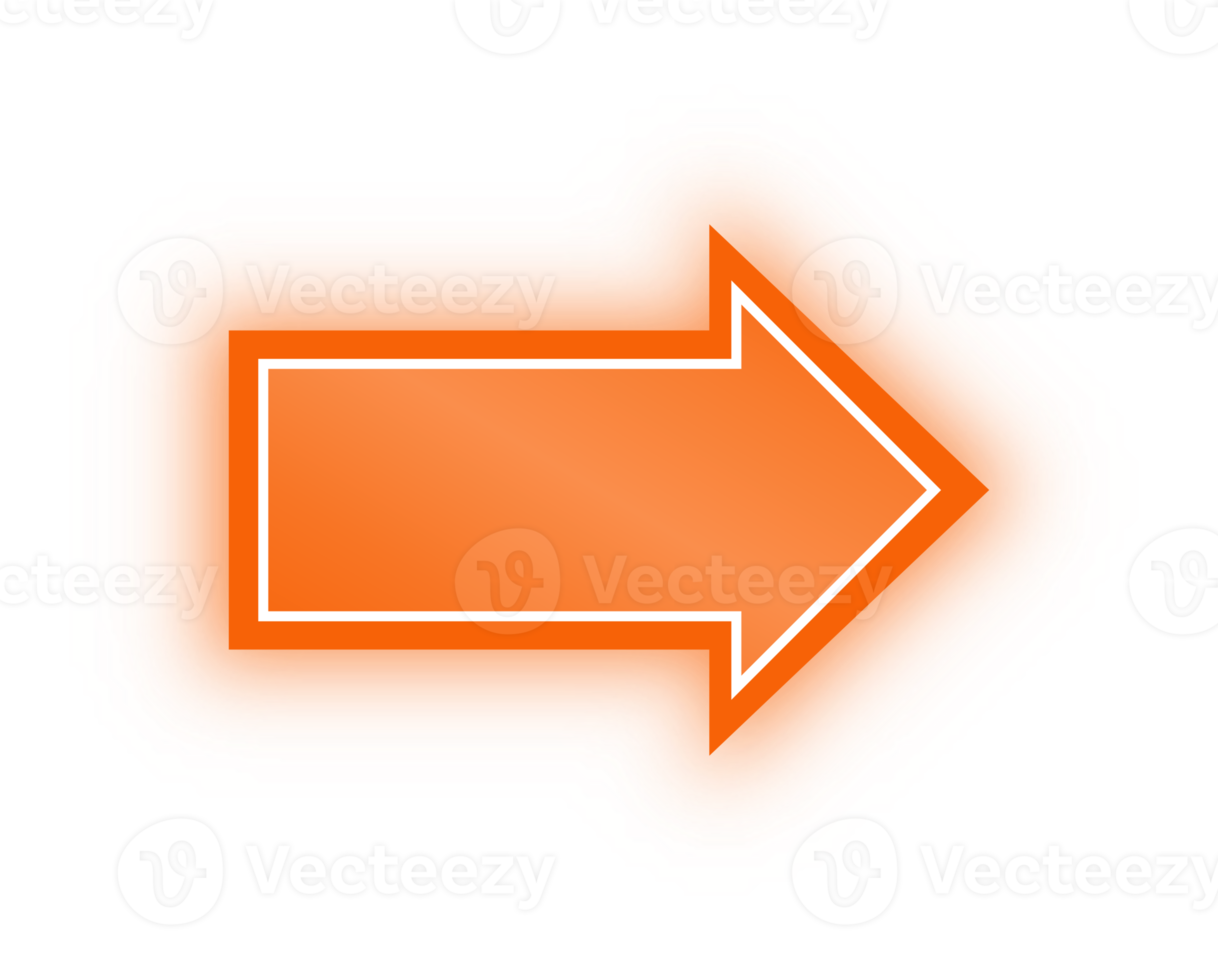 banner de seta laranja neon, seta neon png