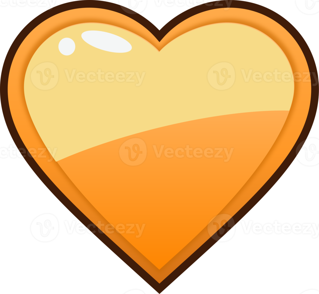 botón de corazón naranja de dibujos animados png