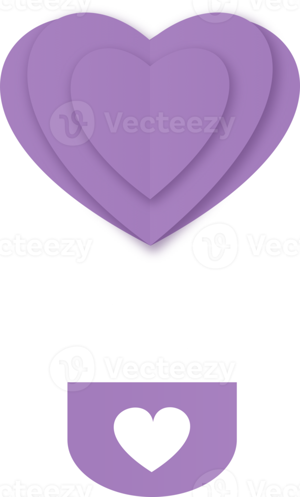 Purple Heart Shaped Hot Air Balloon, Heart Hot Air Balloon Paper Cut png