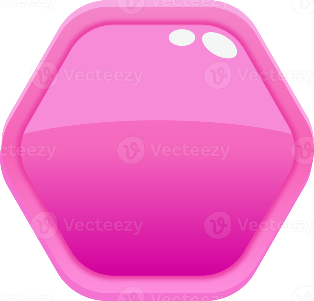 Pink Cartoon Hexagon Button png