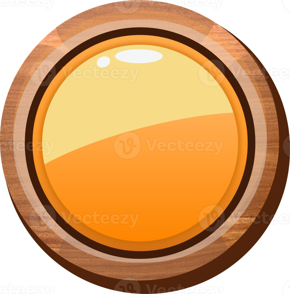 bouton en bois rond dessin animé orange png